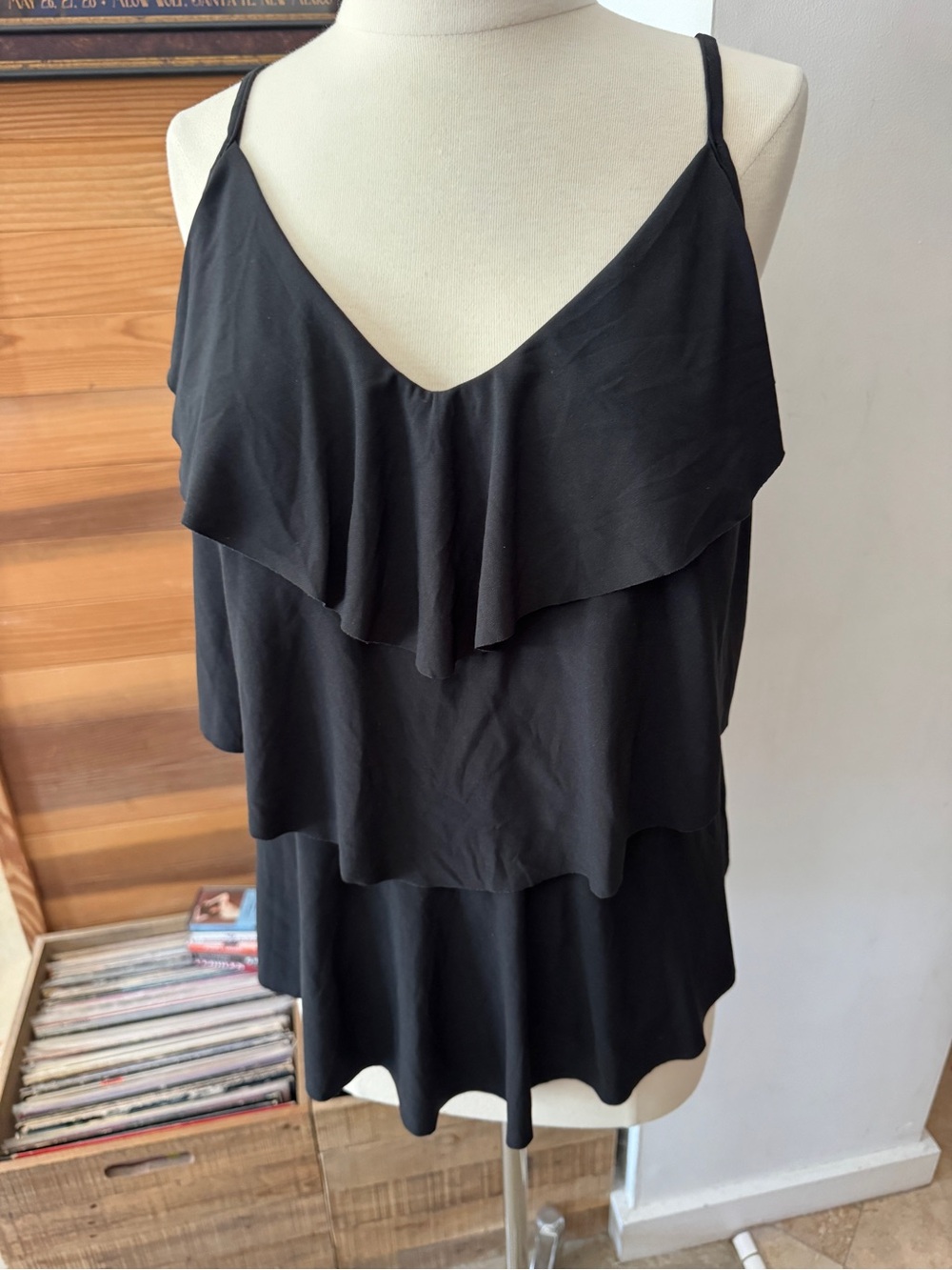 Aqua Green Black Ruffle Tiered Tankini